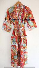 Estampado Cachemira Rojo Hecho a Mano Algodón Kimono Beachcoverup Pijama Ir Bata
