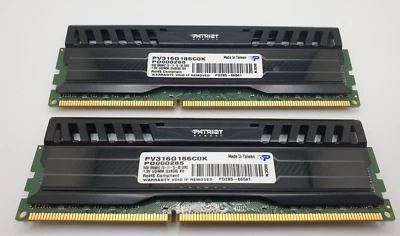 Usado - 2x 8 GB (16 GB) Patriot Viper PV316G186C0K 1866 MHz DDR3 RAM de escritorio - Negro Foto 1 de 4