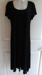 Woman's Karen Kane Black Dress Sz M Short Sleeve Intricate Neckline - Picture 1 of 9