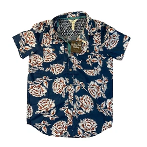Matilda Jane Paradise Calls Boys Shirt Size 14 Navy Floral Button Up Cotton NWT - Picture 1 of 13