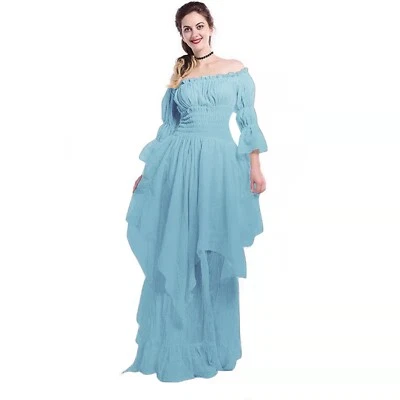 Mujeres Victoriano Vestido Largo Renacimiento Medieval Bruja Vestido Elegante Disfraz Gótico Foto 1 de 4