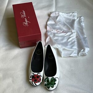 Roger Vivier Ballet Flats White Patent Ladybug Shoes Size 39 US 9 NIB