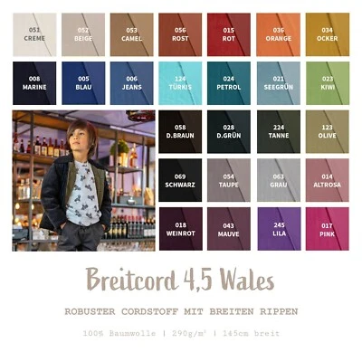 Breitcord Meterware - robuster Cordstoff - weicher Baumwollcord *Ab 50 cm - Bild 1 von 4