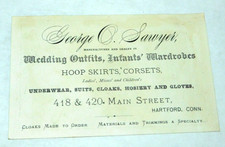 1879 Hartford CT George O. Sawyer Clothiers Business Card with Map