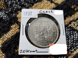 Czechoslovakia 20 Korun 1937 Silver Uncirculated - Picture 1 of 2