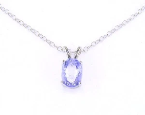 Sterling Silver 7 x 5 mm Oval Tanzanite Pendant with Chain - Picture 1 of 4