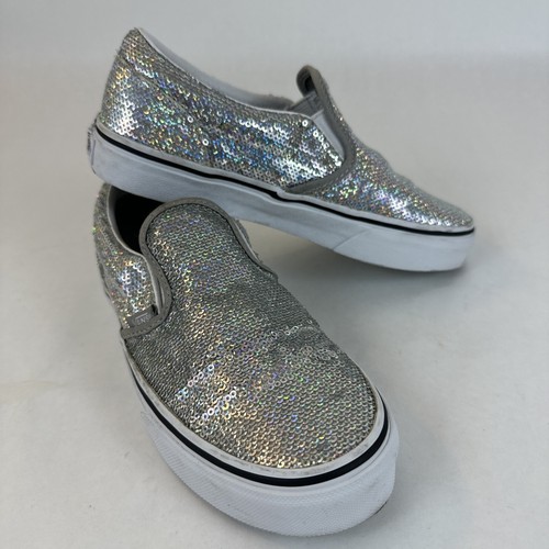 Sneakers slip on Vans bambini taglia 2 5 scarpe basse argento paillettes glitter