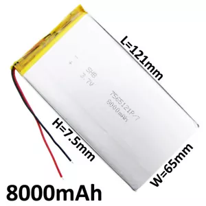 Batería de polímero Lipo Li 3.7V 8000mAh recargable para banco de alimentación de DVD PAD 7565121 - Imagen 1 de 3