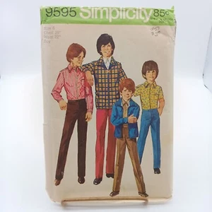UNCUT Vintage Sewing PATTERN Simplicity 9595, Boys 1990 Jacket Shirt and Pants - Picture 1 of 2