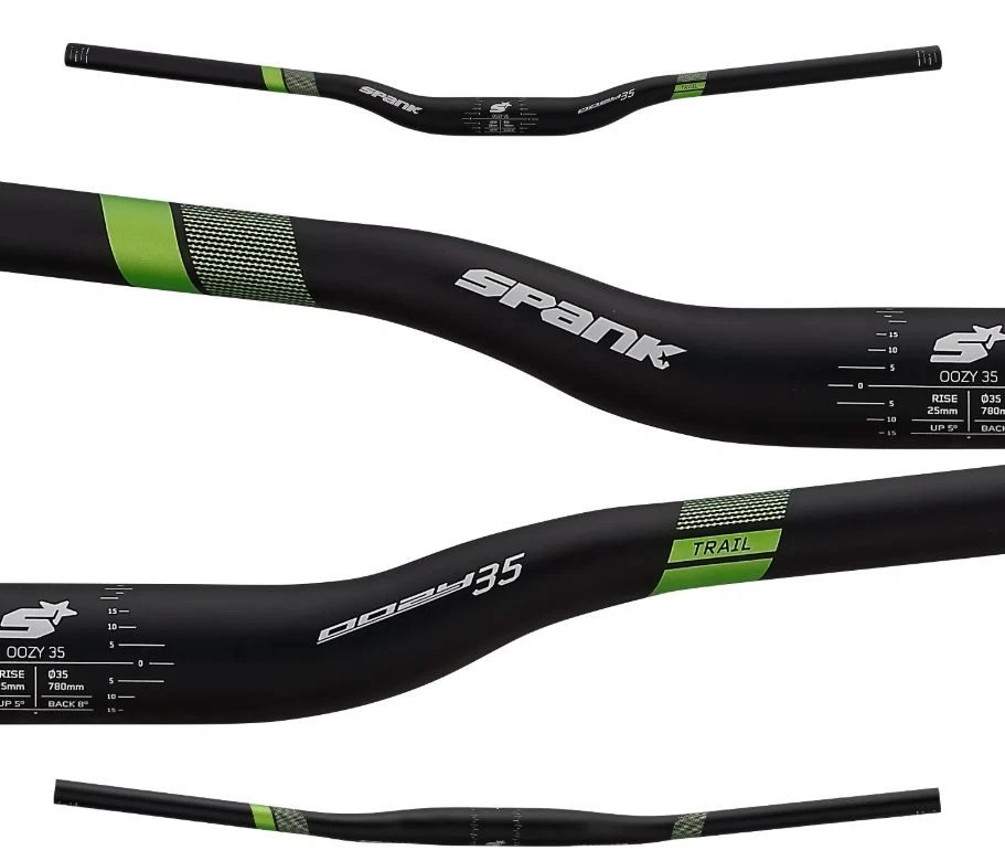 Spank OOZY 35 шт подъемный руль: ширина 780 мм подъем 25 мм зажим 35 мм черный/зеленый - Изображение 1 из 1