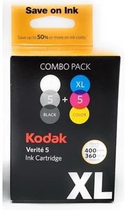 NEW Kodak Verite 5 Ink Cartridge Combo Pack XL 5 Black + XL 5 Color NIB - Picture 1 of 5