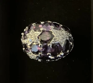 Massive Purple And Clear CZ Comet Fashion Dome Ring - Size 9.75 - Picture 1 of 3
