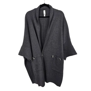 Marla Wynne Knit Drama Kimono Shawl Cardigan Womens MED Gray Lagenlook Artsy - Picture 1 of 9