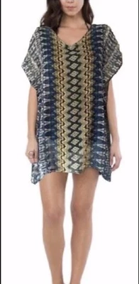 O'Neill Women's Summer Lightweight Beach Cover Up, Blue And Yellow, Size Medium - Image 1 of 4