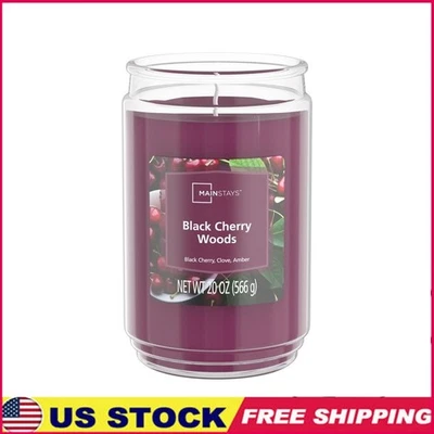 Vela perfumada Black Cherry Woods frasco pavio único aromaterapia queima limpa novo - Imagem 1 de 4