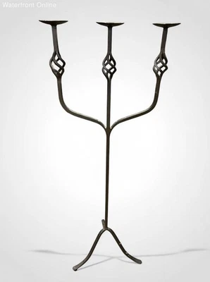 Candelabro grande de hierro forjado negro 55" 3 brazos/triple independiente Foto 1 de 4