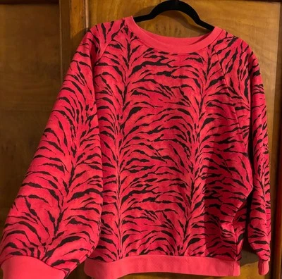 ba $ sh Mujer Sudadera S Rojo/Negro Patrón Cebra Cuello Redondo Mangas Largas Foto 1 de 3