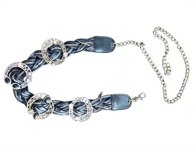 Chico's Belt Silver & Brass Tone Braided Ornate Adjustable Chain Belt OS - Image 1 of 4