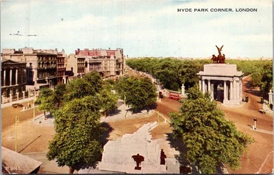 GREAT BRITAIN 1954 PICTORIAL POSTCARD HYDE PARK CORNER LONDON TO USA CANC LONDON - Image 1 of 2