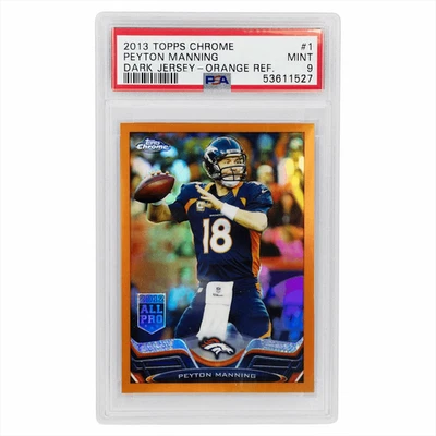 Camiseta deportiva Topps 2013 cromada Peyton Manning refractor naranja #1 PSA como nueva 9 Foto 1 de 3