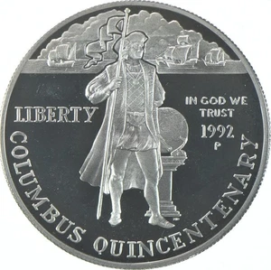 1992-P Proof Columbus Commemorative Silver Dollar $1 - Picture 1 of 3