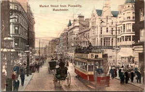 Manchester 1905 Piccadilly Market Street England UK Postcard E75 - Picture 1 of 2