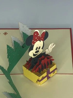 Mini Mouse Christmas 3D Pop Up Card Presents Disney Winter Gift Giving Santa - Image 1 of 4