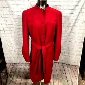 Semantiks Nordstrom Size XL Red Button Front Belted Knee Length Jacket Designer - Picture 1 of 6