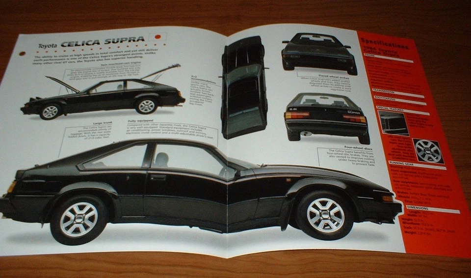 Toyota Celica Supra 1984 hoja de especificaciones folleto póster impresión foto 84 82 83 85 86 Foto 1 de 1
