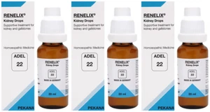 Adel 22 Drops Renelix 20ml (Pack of 3) Homeopathic Kidney Drop - Picture 1 of 2