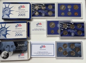 Lot of US Mint Proof Uncirculated Coin Sets 2005, 2006, 2009 OGP and COA - Picture 1 of 2