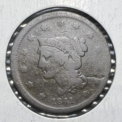 1841 Tough Date Braided Hair Large Cent grades at Good+ Lot 84 Cover