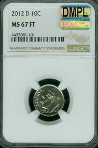 2012 D ROOSEVELT DIME NGC MS67 FT DMPL 2ND FINEST REGISTRY MAC SPOTLESS * - Picture 1 of 2