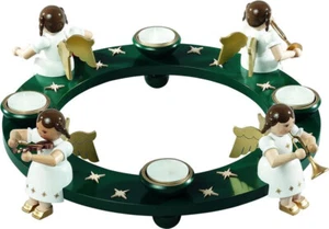 Adventsleuchter Engelquartett für Teelichter grün H 12 cm / Ø 39 cm #20013 - Bild 1 von 2