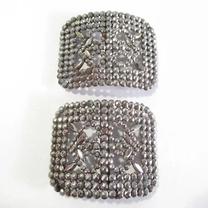 Pair of Riveted Steel Shoe Buckles Made in France Antique - Picture 1 of 3