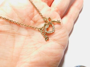 Collar de Cadena Dije Corazón Estrás Transparente Llave AMOR De Colección - Imagen 1 de 5