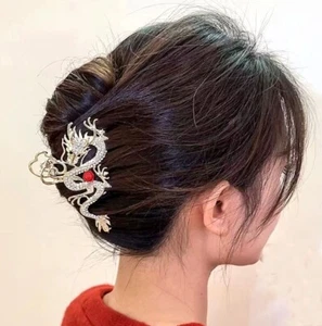 Woman Girl Large Metal Crystal Hair Dragon Claw Clip Pin Accessiries - Picture 1 of 6