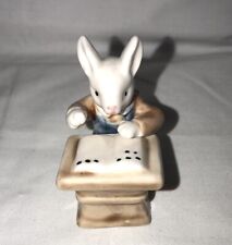 Antique Ice Glazed Student Bunny Rabbit Ceramic Porcelain Figurine 