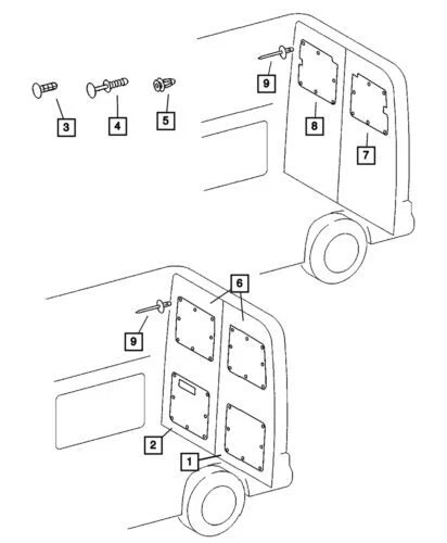 Panel de puerta de carga trasero izquierdo genuino Mopar 2005 Dodge Sprinter 3500 5124031AA Foto 1 de 1