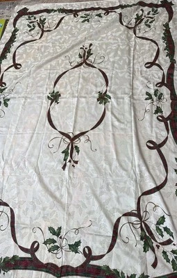 Lenox For The Holidays Christmas Table Cloth Holly 83” X 56” Rectangular  - Image 1 of 4