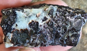 Muestra pulida roca de cobre y prehnita nativos de Michigan en host basalto - Imagen 1 de 13