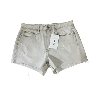 Pantalones Cortos de Denim Frame Le Brigette Cintura Alta Desgastados Talla 30 Blanco Calverton Nuevos con Etiquetas Foto 1 de 4