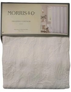 Morris & Co MOHNBLUMEN Duschvorhang dezente Textur Baumwolle Perkal 72"x72" weiß - Bild 1 von 2