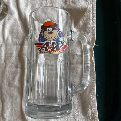Стеклянная кружка 2008 A&W Root Beer из тяжелого стекла 7 дюймов All American Food bear - Изображение 1 из 3