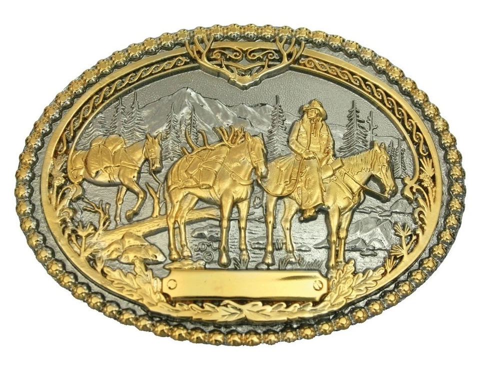 Montana Silversmiths Western Belt Buckle Pack Horses Gold 61333P