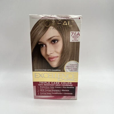 Color de cabello L'Oreal Excellence #7.5A, rubio ceniza medio paquete de 1 Foto 1 de 4