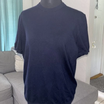 Pullover de manga corta de mezcla de viscosa azul marino de Zara para mujer Foto 1 de 4