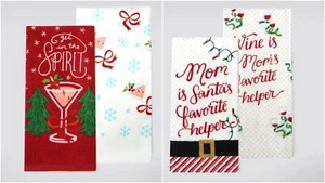 TWO St. Nicholas Square® Holiday Kitchen Towel 2-packs (4 towels total) - Picture 1 of 3