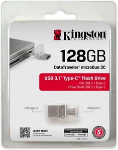 KINGSTON PENDRIVE 128GB MICRO DUO OTG TYPE-C DTDUO3C/128GB USB 3.1 CHIAVETTA PC - Foto 1 di 5
