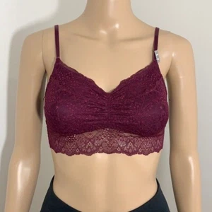 New Victoria's Secret Pink Maroon Lace Floral Bralette XS - Picture 1 of 3
